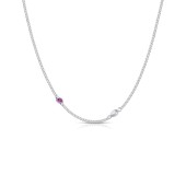 Colier argint cu perla naturala alba si piatra roz DiAmanti N06711NRH-AS